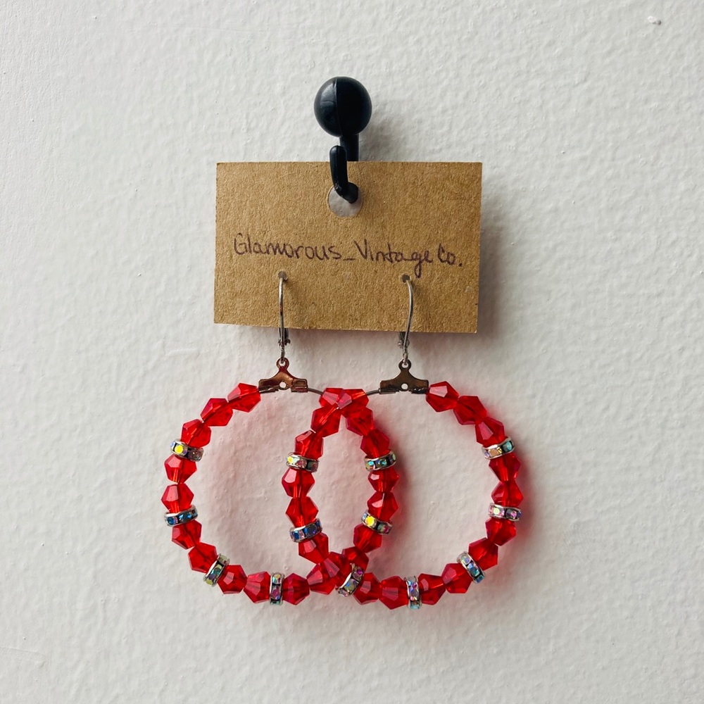 Red Hoop Earrings